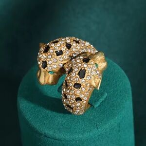 Anthropologie Gold and Black Panther Ring